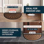 ubdyo Front Door Mat - Low Pile Front Half Circle Door Mat Outside Entrance - Muddy Dirt Trapping Welcome Matt Outdoor - Rubber Backing Anti Slip Indoor Doormat Entrance, 29" x 17", Bright Brown