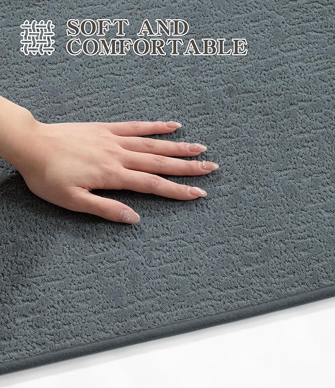 chakme Bathroom Rugs Mat 36x24, Ultra Thin Non Slip Bath Mat Quick Dry Absorbent Bath Mat for Bathroom Floor, (Light Blue, 36"x24")