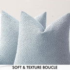 MIULEE 12x20 Inch Decorative Lumbar Throw Pillows for Bed Set of 2 Textured Boucle Neutral Winter Throw Pillow Covers Light Blue Accent Solid Pillowcases Sofa Livingroom Home Decor