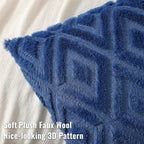 decorUhome Couch Throw Pillow Covers 18x18 Set of 2, Decorative Soft Plush Faux Wool Neutral Accent Pillow Covers for Bed Sofa Living Room, Blue