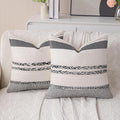 Boho Black Pillow Covers Pack of 2-20x20 Inch Decorative Farmhouse Accent Striped Boho Throw Pillows Neutral Coastal Textured Square Pillowcases for Couch Living Room Bed Sofa, Home Decor