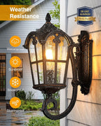 VIANIS Outdoor Wall Light, Oil Rubbed Bronze Porch Lights Outdoor, Dusk to Dawn Outside Lantern Fixtures Wall Mount, 100% Aluminum Exterior Lighting Fixtures for House, Garden, Patio, Entryway