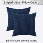 Kevin Textile Pack of 2 Corduroy Decorative Throw Pillow Covers 22x22 Inch Soft Boho Striped Pillow Covers Modern Farmhouse Home Decor for Spring Sofa Living Room Couch Bed Navy Blue