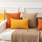 Kevin Textile Pack of 2 Tan Corduroy Decorative Throw Pillow Covers 16x16 Inch Soft Boho Striped Pillow Covers Modern Farmhouse Home Decor for Autumn Sofa Living Room Couch Bed