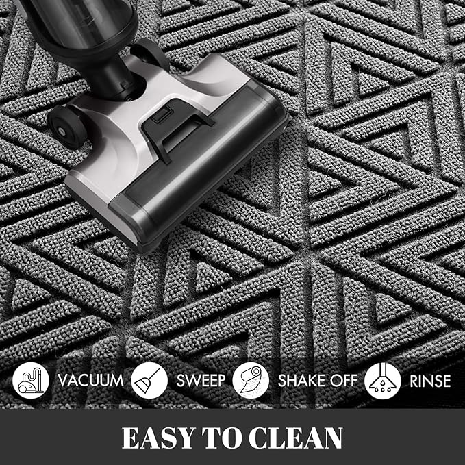 Yimobra Outdoor Mats for Front Door, Stops Mud & Dirt at Entrance, Fits Garage & Patio, All-Weather Waterproof Non Slip Outdoor Indoor Welcome Mat, 29.5x17 Grey
