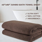 Cotton Paradise 100% Cotton 40x80 Oversized Bath Sheet, Extra Large Turkish Bath Towels for Bathroom, Brown Bathsheet
