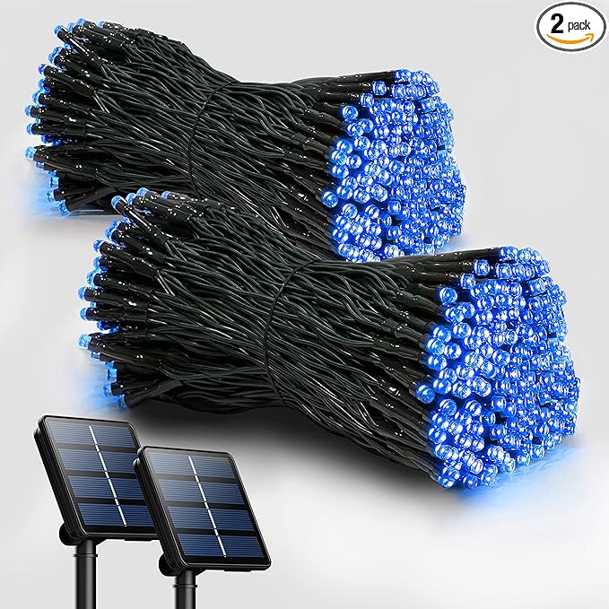 2 Pack Solar String Lights Outdoor, 200 LED Extra-Long 72FT Solar Powered Lights with 8 Lighting Modes, Waterproof Outdoor Lighting Decoration for Garden, Patio, Balcony, Xmas, Wedding, Party