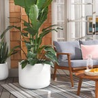 SAFAVIEH Outdoor Collection Nardo White Cement Ficonstone Planter Pot