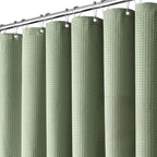 Inhousolu Fabric Shower Curtain Waffle Weave, Sage Green 230 GSM Heavy Duty, Weighted Hem, 8 Metal Hooks, Water Repellent, Machine Washable, Hotel Spa Luxury Bath Curtain Set, 36 x 72 Inch