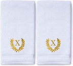 Decorative and Monogrammed Hand Towels for Bathroom Kitchen Makeup | Personalized Gift for Wedding-Bridal | Roman Font Custom Luxury Turkish Towel | Spa Collection, Oversized, 16 X 30 Inch, Set of 2