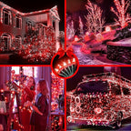 750 LED 256ft Outdoor Christmas Lights, Super Long String Lights 8 Modes Timer Memory, Outsite Waterproof Dark Green Wire Fairy Light Strings for Xmas Tree Wedding Holiday Party Decorations Red