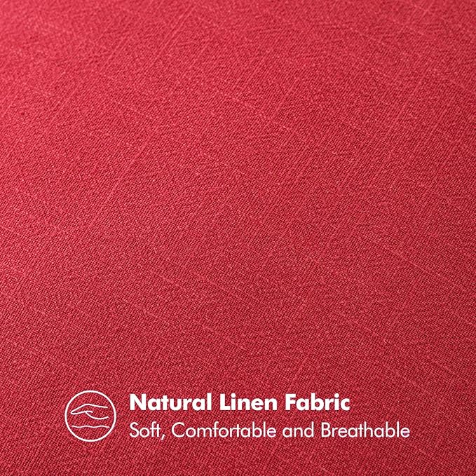 MIULEE Decorative Linen Euro Sham Pillow Covers 24x24 Red Boho Farmhouse Neutral Couch Throw Pillows for Bed Pack of 2 Accent Modern Pillowcase Sofa Livingroom Home Decor
