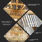 31.5" 18-Light Modern Crystal Chandelier Light Fixture Large 4-Tier Gold Luxury Glam Chandeliers for Dining Room Round Hanging Pendant Lighting for Living Room Kitchen Bedroom Foyer Lobby