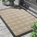 Yimobra Front Door Mat Outside Entrance 29.5x17, Waterproof Heavy Duty Outdoor Mats for Front Door, Non Slip Rubber Entry Mat for Garage Patio Indoor, Light Beige