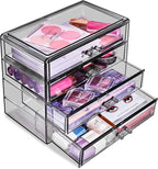 Sorbus Makeup Organizer - 4 Drawer Acrylic Make Up Organizers and Storage for Cosmetics, Jewelry, Beauty Supplies, Clear Makeup Organizer for Vanity, Girl's Room, College Dorm, Counter, Bathroom Sinks