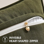 MIULEE Pack of 2 Olive Green Decorative Pillow Covers 24x24 Inch Soft Chenille Luxurious Couch Throw Pillows Boho Cushion Covers Euro Shams with Elegant Design for Sofa Bed Living Room Home Decor