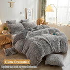 XeGe Fluffy Faux Fur Pillow Cases, Plush Shaggy Ultra Soft Fuzzy Pillowcases, Crystal Velvet Furry Decorative Pillow Shams with Zipper Closure, Set of 2(Standard, Light Gray Ombre)