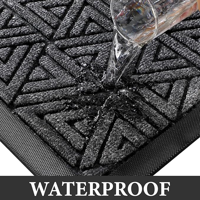 Yimobra Outdoor Mats for Front Door, Stops Mud & Dirt at Entrance, Fits Garage & Patio, All-Weather Waterproof Non Slip Outdoor Indoor Welcome Mat, 29.5x17 Mix Grey