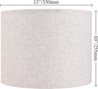 GO&SO Natural Linen Medium Drum Lamp Shades 13" Top x 13" Bottom x 10" High (Spider) Modern Beige Gray Lampshade for Table Lamps Bedside Lamps -Assembly Required - By GO&SO