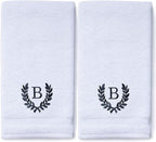Decorative and Monogrammed Hand Towels for Bathroom Kitchen Makeup | Personalized Gift for Wedding-Bridal | Roman Font Custom Luxury Turkish Towel | Spa Collection, Oversized, 16 X 30 Inch, Set of 2