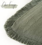 Foindtower Set of 2 Decorative Linen Fringe Throw Pillow Covers Cozy Boho Farmhouse Cushion Cover with Tassels Soft Accent Pillowcase for Couch Sofa Bed Living Room Home Decor, 22×22 Inch, Olive Green
