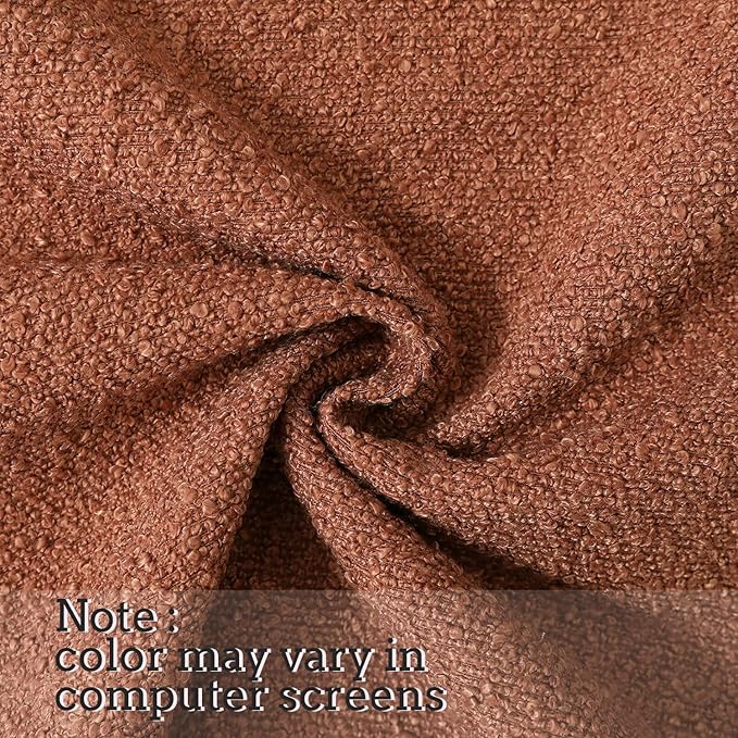 Jeneoo Ocher Decorative Square Thick Accent Terracotta Throw Pillow Covers Fine Textured Boucle Couch Cushion Case for Sofa Decor, Set of 1, 24 x 24 Inch
