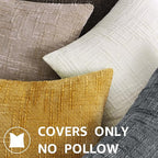 decorUhome Dark Grey Chenille Throw Pillow Covers 22x22 Set of 2 Thick Textured Slubby Couch Pillow Covers Farmhouse Accent Modern Neutral Decorative Pillow Cases for Bed Sofa Living Room