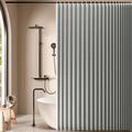 Jubilantex Folding Linen Shower Curtain for Bathroom Grey Waterproof Shower Curtain 1 Panel with 14 Metal Grommets and 1 Tie Back for Hotel,70"x70"