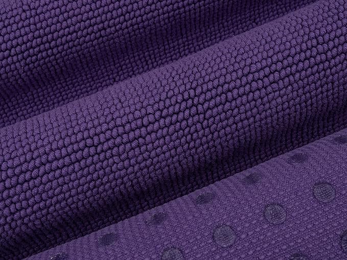 Cotton Paradise 100% Cotton Non Slip Bath Mats for Bathroom, 20x34 inch Soft Absorbent Quick Dry Machine Washable Floor Bath Mat, Purple Bath Rug