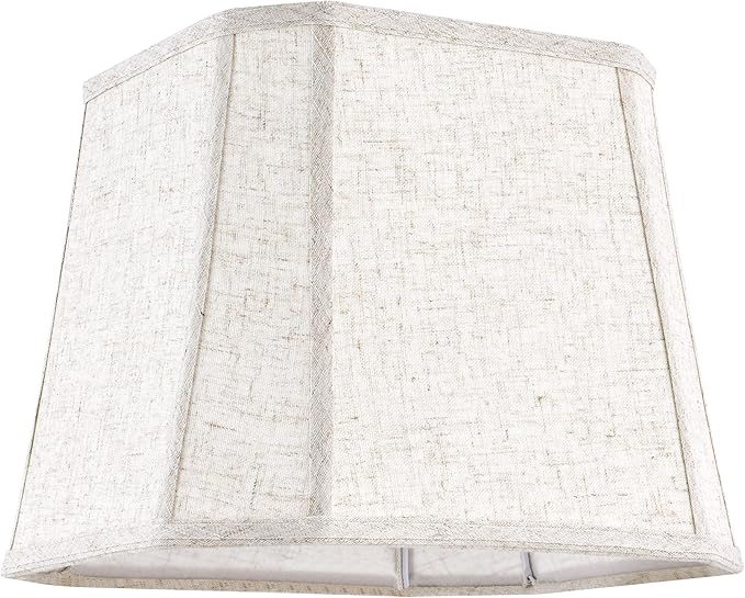 1 Pack Beige Linen Square Lamp Shade 10"Top × 13" Bottom × 10.5" High(Spider) Square Cut Corners, Handcrafted, Easy Assembly Medium Modern lampshade for Table & Floor Lamps By GO&SO