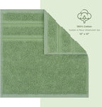 American Soft Linen Luxury Washcloths for Bathroom, 600 GSM 100% Cotton 4 Piece Turkish Wash Cloth Set, 13x13 in Soft Rags for Body and Face, Sage Green Washcloths
