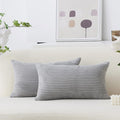Home Brilliant 12x20 Lumbar Pillow Covers Set of 2 Plush Velvet Corduroy Striped Rectangular Throw Pillow Cover Gray Pillow Case for Kid's Room Lumbar Suppport Pillows, 12 x 20 inch, Light Grey