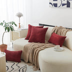 Home Brilliant Lumbar Throw Pillow Covers 12x20 inch 2 Pack Solid Striped Corduroy Dark Red Rectangle Pillow Cover for Sofa Couch Wedding Christmas Decorations, 12 x 20 inch, Burgundy