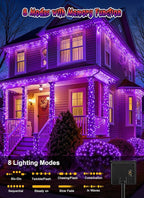 Brightown 2 Pack Halloween Solar String Lights Outdoor, Total 144Ft 400 LED Twinkle Fairy Lights Waterproof with 8 Modes Auto On/Off for Patio Tree Garden Party Home Decorations (Purple)