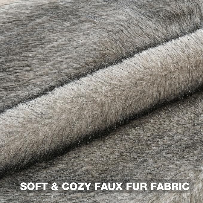 FUTEI Beige Decorative Throw Pillow Covers 18x18 Inch Set of 2,Soft Faux Raccoon Fur Textured Cushion Case,Modern Home Luxurious Decor for Couch Bed Living Room