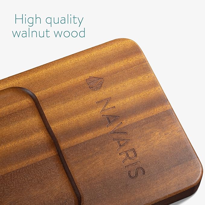 Navaris Wood Bath Tray Shelf - Walnut Bathtub Tray Caddy Tub Holder for Tablet, Books, Candles, Massage Oil - Real Walnut Wood with Simple Design