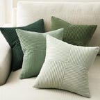 Topfinel SageGreen Pillow Covers,Boho Farmhouse 24x24 Inch Cushion Covers Set of 4,Large Soft Corduroy Home Decor for Couch Bed Sofa Living Room LightGreen,MossGreen