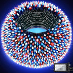 750 LED 240FT Christmas Lights Outdoor,12 Lighting Modes Christmas String Lights with Timer, Dimmable Plug in Red White and Blue LED StringLights Waterproof for Yard Tree Wedding Party Holiday