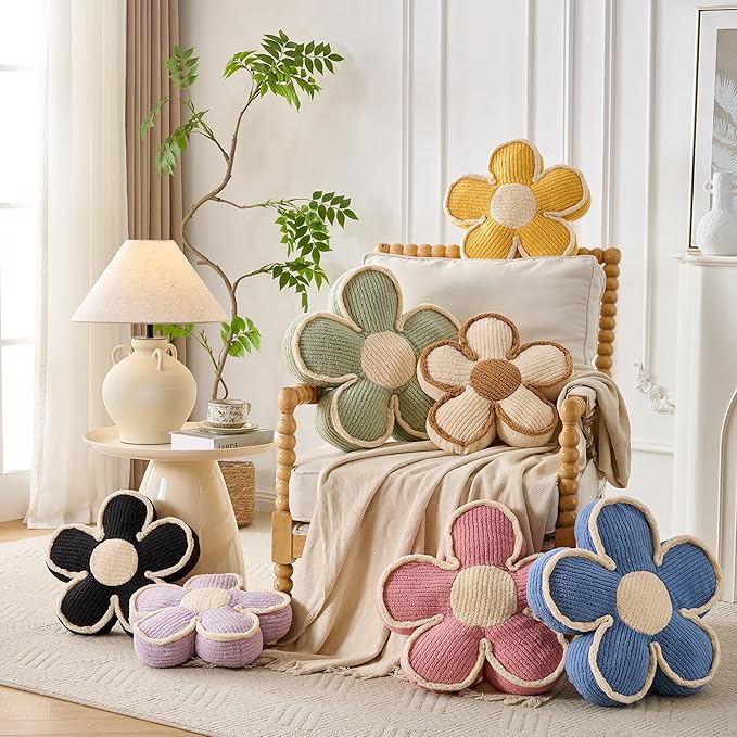 Flower Pillow Blue Flowers Shaped Cushion Decorative Daisy Pillow for Bed Couch Cute Throw Pillows