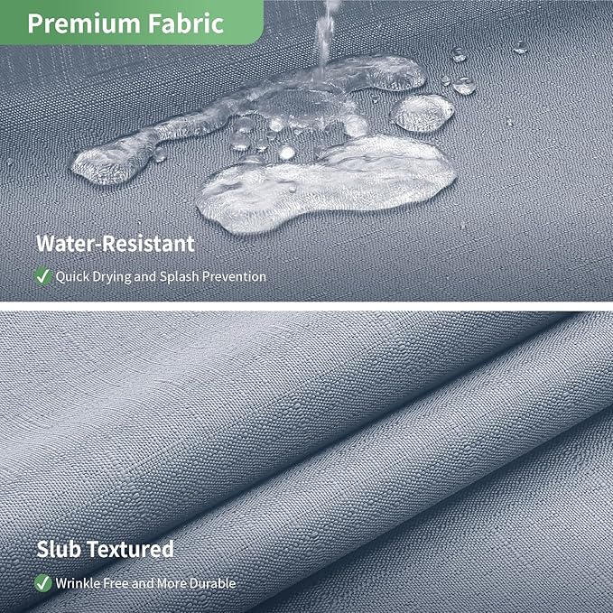 Blue Long No Hook Shower Curtain with Snap-in Fabric Liner Set,Slub Textured Fabric Shower Curtains for Bathroom,Hotel Style Modern Shower Curtain,Water Repellent & Washable,71x80(78)