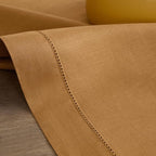Solino Home Linen Brown Sugar Table Runner 90 Inches Long - 100% Pure Linen 14 x 90 Inch Table Runner for Fall, Autumn, Thanksgiving - Classic Hemstitch