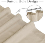 KGORGE Linen Shower Curtain - Semi Sheer Lightweight Button Hole Half Privacy Quick Dry Shower Curtains for Bathroom Bathtub Decor, Angora, 72 x 84 inches Long, Hooks Included