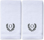 Decorative and Monogrammed Hand Towels for Bathroom Kitchen Makeup | Personalized Gift for Wedding-Bridal | Roman Font Custom Luxury Turkish Towel | Spa Collection, Oversized, 16 X 30 Inch, Set of 2