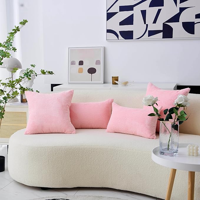 Home Brilliant 26x26 Pillow Covers for Couch Bed Decor Pink Soft Velvet Euro Pillow Shams for Sofa Parties, 26 inches, 66 cm, Set of 2, Pink