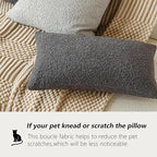 Foindtower Pack of 2 Textured Boucle Throw Pillow Covers Accent Solid Decorative Lumbar Pillow Cases Woven Couch Cushion Case for Sofa Living Room Home Decor, 12 x 20 Inch,Dark Grey