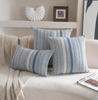 Boho Throw Pillow Covers 22x22 Inch Set of 2, Farmhouse Decorative Couch Pillow Cases, Blue Accent Pillows of Bed, Sofa Bedroom Living Room Home Decor Cushion Cover