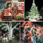 JMEXSUSS 2 Pack White and Multicolor Solar Christmas Lights, Total 400 LED 151FT Color Changing Solar String Lights Outdoor Waterproof for Outside Yard Tree Christmas Decorations