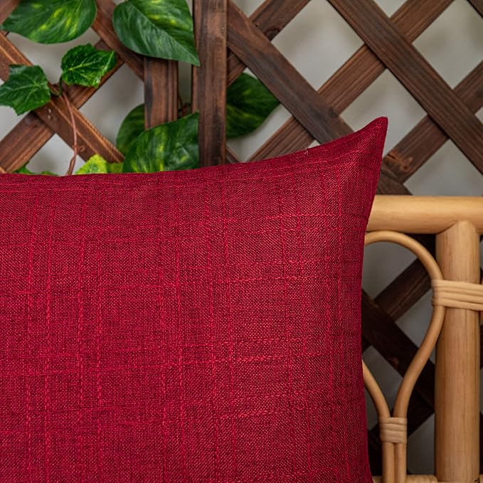Kevin Textile Pack of 2 Outdoor Waterproof Pillow Covers Checkered Decorative Cushions Sham Throw Pillowcases Shell for Patio Tent Garden Couch Bed Sofa 22x22 Inch Red