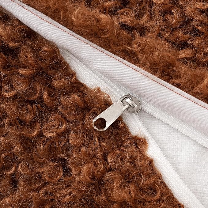MIULEE Pack of 2 Fall Throw Pillow Covers 20x20 Inch Neutral Rust Faux Fur Decorative Sherpa Pillow Covers Fuzzy Accent Soft Sheepskin Fleece Cushion Cases for Boho Home Decor Couch Living Room Bed