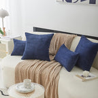 Home Brilliant Throw Pillow Covers 12x20 Decorative Plush Striped Velvet Corduroy Oblong Rectangular Accent Cushion Cover, 12 x 20 inch, Navy Blue